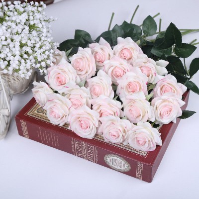 Blush Pink Roses Real Touch Light Pink Flowers Silk Latex Wedding Flowers 10 PCS   122761150094